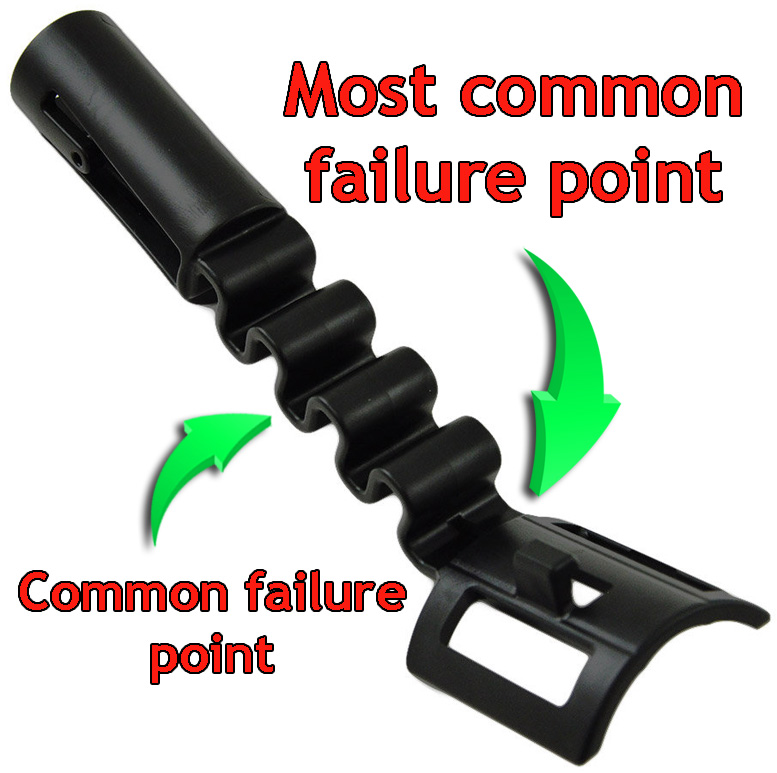 Metal detector guide arm failure